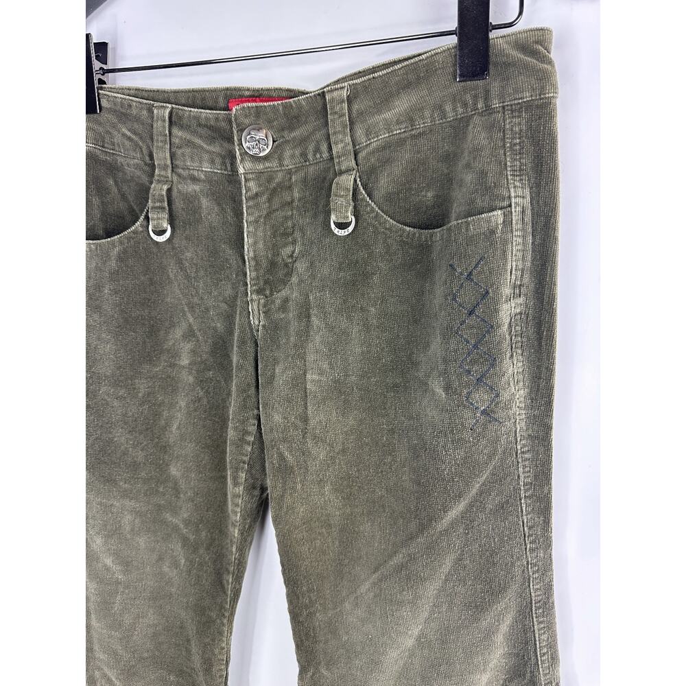 Tripp NYC Corduroy Low Rise Pants Green Women's Size 11 Y2k Goth Grunge Punk - Picture 5 of 15